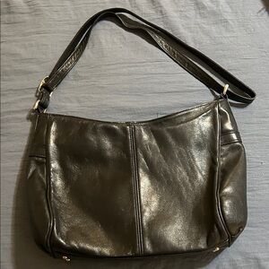 SAS Classic Black Genuine Leather Shoulder Bag